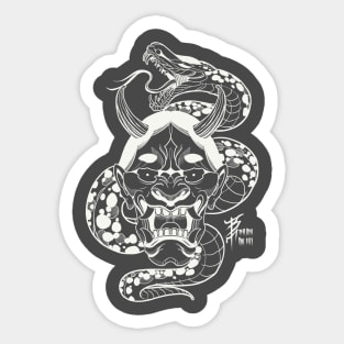 White hannya snake Sticker